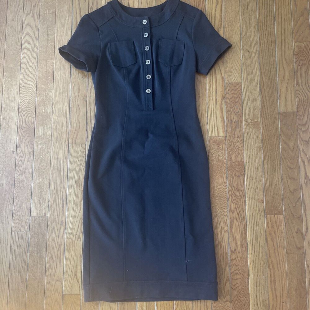 Diane Von Furstenberg Quincy Dress Brown Sheath Dress Stretch Button Down Size 4